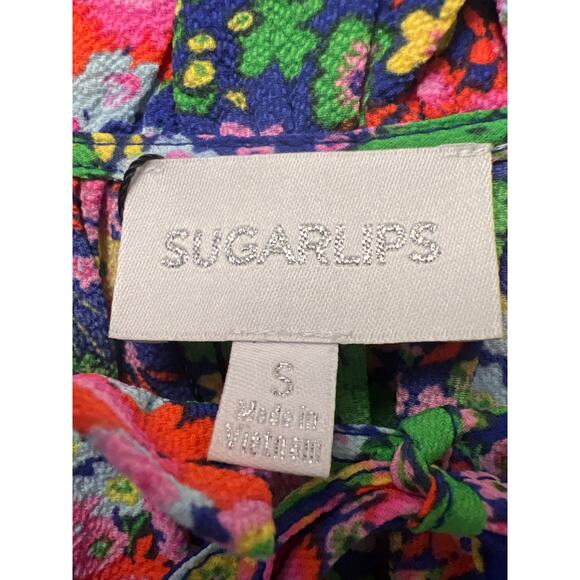 NWT Sugarlips Women’s Smocked Waist Tiered Curve Floral Dress Size S Multicolor - Picture 3 of 4